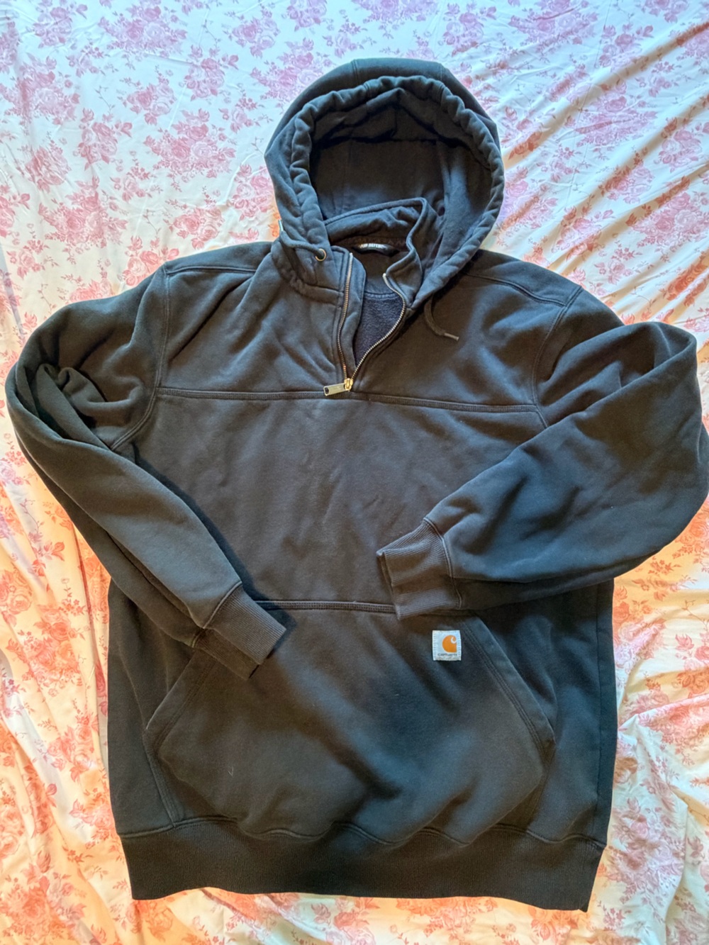 Carhartt Navy Blue Quarter-Zip Hooded Pullover